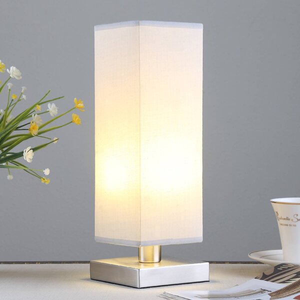 Lampa stołowa Julina Lindby, aluminiowy / szary / cynkowy, sypialnia, tkanina / materiał / jedwab, nowoczesny