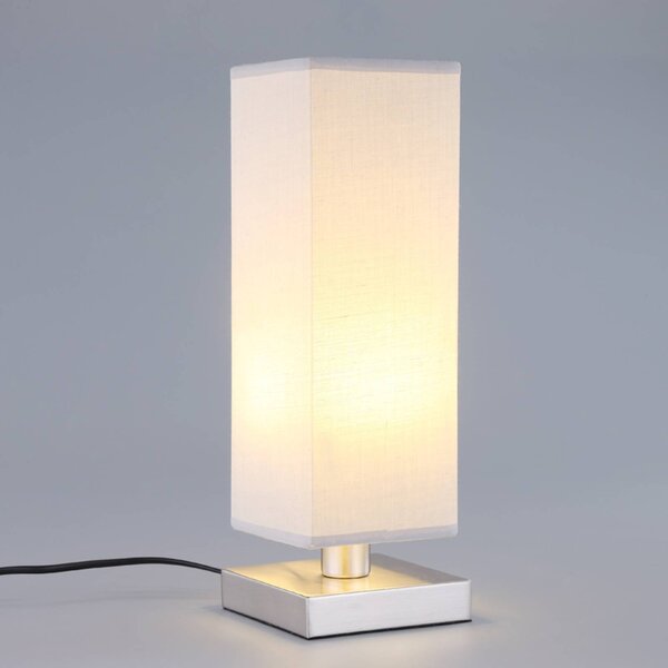 Lampa stołowa Julina Lindby, aluminiowy / szary / cynkowy, sypialnia, tkanina / materiał / jedwab, nowoczesny