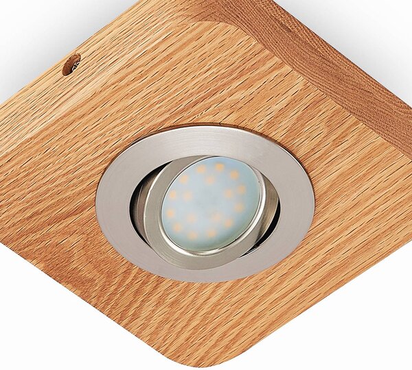 Lampa sufitowa LED Mikari, 14 cm, drewno, obrotowa Mikari Lindby, jasne drewno, salon / jadalnia, drewno, nowoczesny