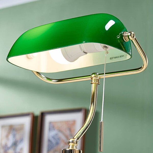 Lampa stołowa Milenka Lindby, mosiężny / złoty, salon / jadalnia, metal, antyczny