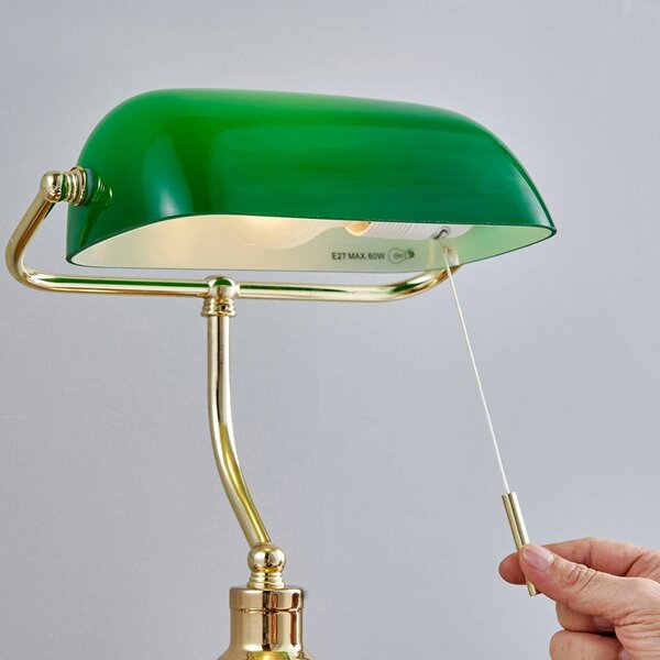 Lampa stołowa Milenka Lindby, mosiężny / złoty, salon / jadalnia, metal, antyczny