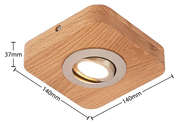 Lampa sufitowa LED Mikari, 14 cm, drewno, obrotowa Mikari Lindby, jasne drewno, salon / jadalnia, drewno, nowoczesny