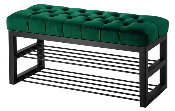 Ławka Pikowana do przedpokoju Industrialna SHELF VELVET - LOFT
