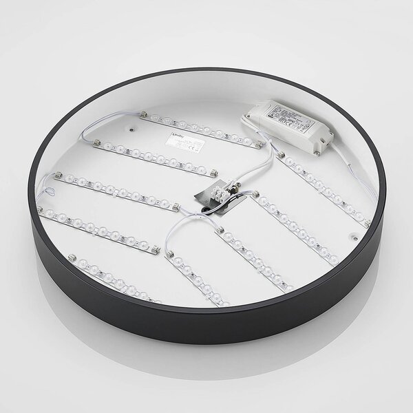 Lampa sufitowa LED Simera Lindby, możliwość ściemniania, czarny, salon / jadalnia, tworzywo sztuczne, nowoczesny