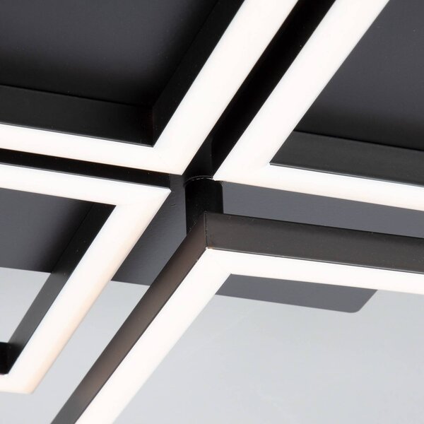 Briloner Lampa sufitowa LED Frame, możliwość ściemniania, czarny, salon / jadalnia, metal, nowoczesny