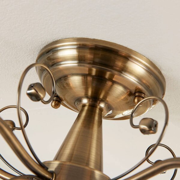 Lampa sufitowa Corentin Lindby, możliwość ściemniania, brązowy / mosiężny, salon / jadalnia, szkło, antyczny