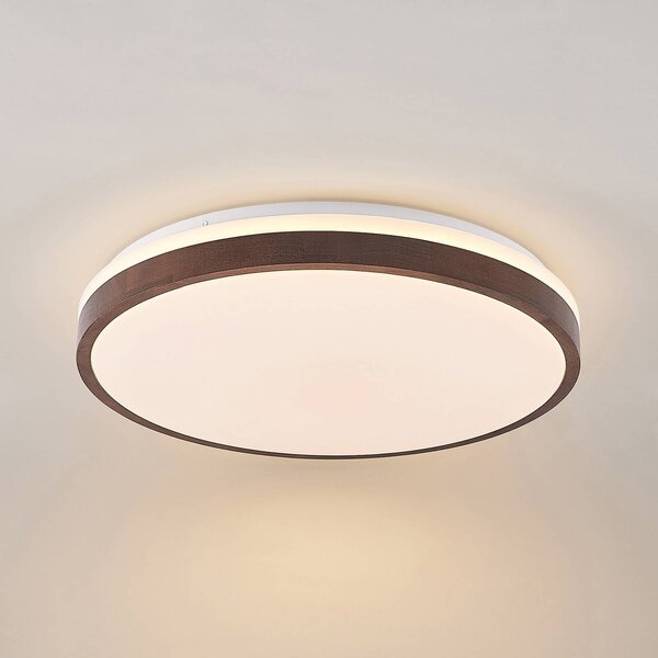 Lampa sufitowa LED Hudsona Lindby, możliwość ściemniania, ciemne drewno, salon / jadalnia, drewno, nowoczesny