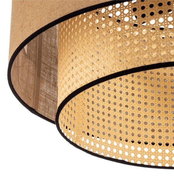 Lampa sufitowa Big Boho Duolla, możliwość ściemniania, jasne drewno, salon / jadalnia, tkanina / materiał / jedwab, dworkowy / rustykalny