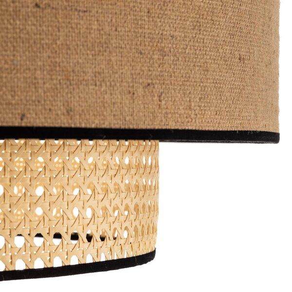 Lampa sufitowa Big Boho Duolla, możliwość ściemniania, jasne drewno, salon / jadalnia, tkanina / materiał / jedwab, dworkowy / rustykalny