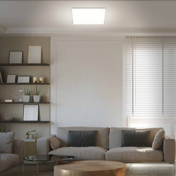 Briloner Lampa sufitowa LED Slim, biały / opal, przedpokój, tworzywo sztuczne, nowoczesny