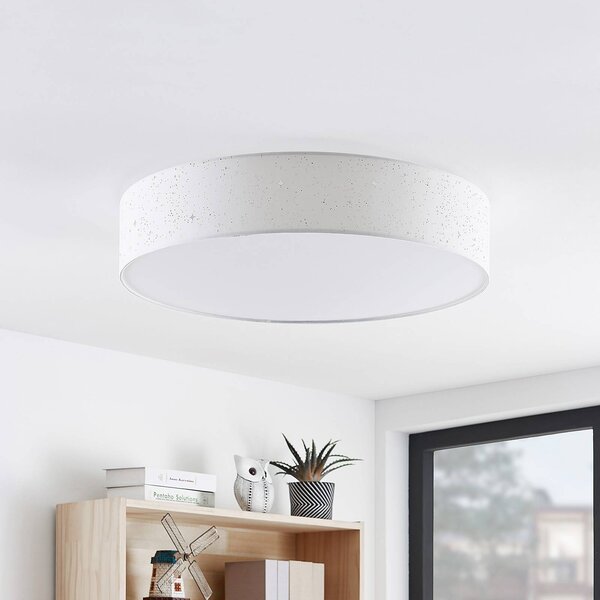 Lampa sufitowa LED Ellamina Lindby, możliwość ściemniania, biały / opal, salon / jadalnia, tkanina / materiał / jedwab, nowoczesny