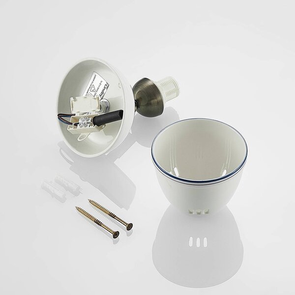 Reflektor Lindby Eneas, wysokość 16 cm, biały, 1-punktowy, ceramiczny Eneas Lindby, możliwość ściemniania, biały / opal, salon / jadalnia, ceramika, dworkowy / rustykalny