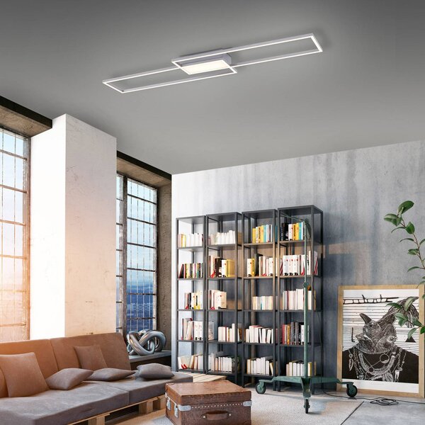 JUST LIGHT. GmbH Lampa sufitowa LED Asmin, możliwość ściemniania, aluminiowy / szary / cynkowy, salon / jadalnia, metal
