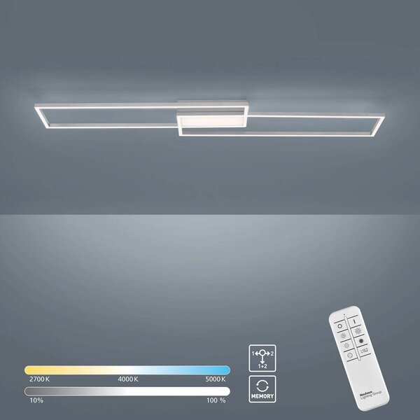 JUST LIGHT. GmbH Lampa sufitowa LED Asmin, możliwość ściemniania, aluminiowy / szary / cynkowy, salon / jadalnia, metal