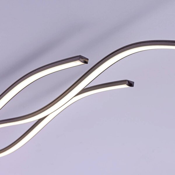 JUST LIGHT. GmbH Lampa sufitowa LED Wave, czarny, salon / jadalnia, metal, nowoczesny
