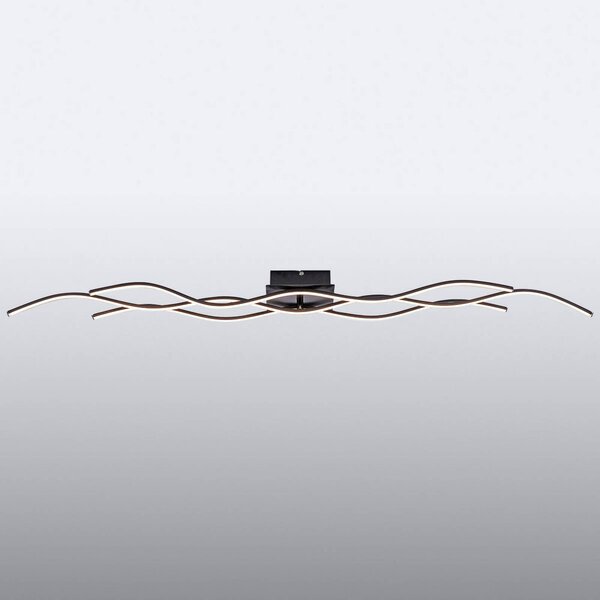 JUST LIGHT. GmbH Lampa sufitowa LED Wave, czarny, salon / jadalnia, metal, nowoczesny