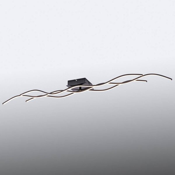 JUST LIGHT. GmbH Lampa sufitowa LED Wave, czarny, salon / jadalnia, metal, nowoczesny