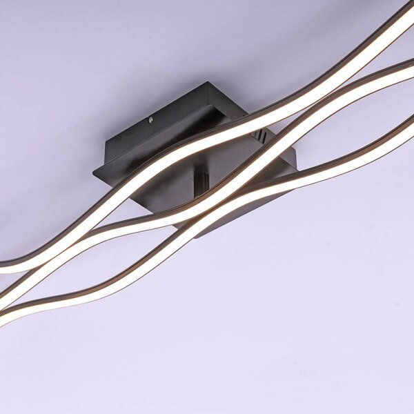 JUST LIGHT. GmbH Lampa sufitowa LED Wave, czarny, salon / jadalnia, metal, nowoczesny
