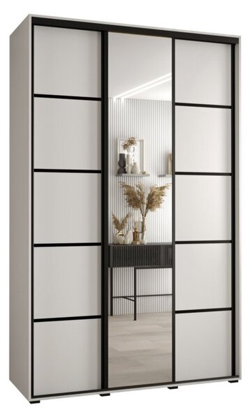 Szafa przesuwna wysoka Davos 5 150, gł. 45 cm biały + biały + czarny