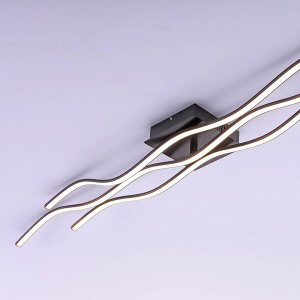 JUST LIGHT. GmbH Lampa sufitowa LED Wave, czarny, salon / jadalnia, metal, nowoczesny