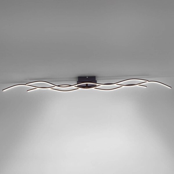JUST LIGHT. GmbH Lampa sufitowa LED Wave, czarny, salon / jadalnia, metal, nowoczesny
