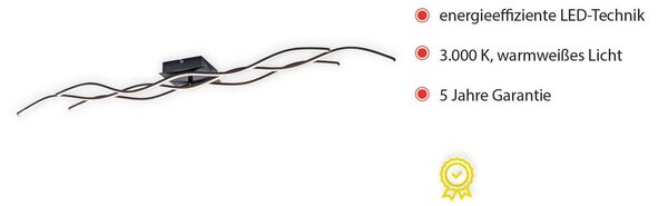 JUST LIGHT. GmbH Lampa sufitowa LED Wave, czarny, salon / jadalnia, metal, nowoczesny