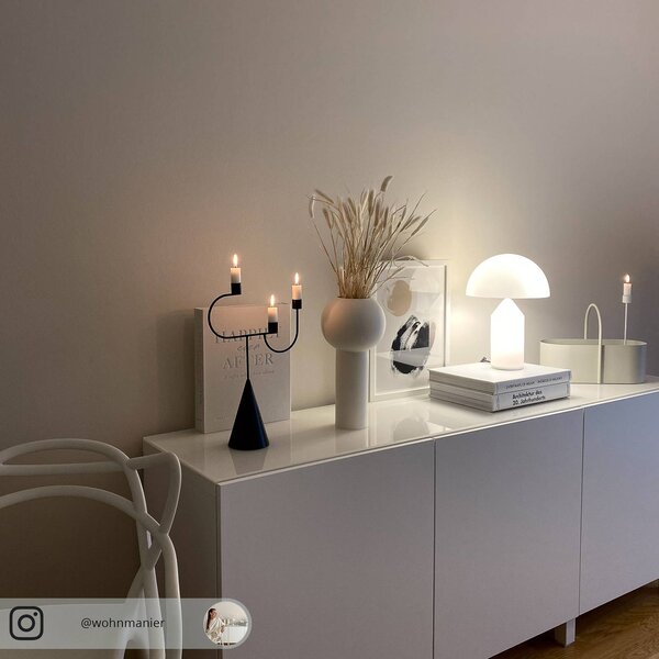 Oluce Lampa stołowa design ATOLLO, biały / opal, salon / jadalnia, metal, design