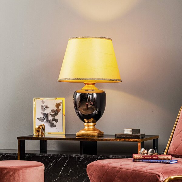 Lampa stołowa Mozart ONLI, mosiężny / złoty, salon / jadalnia, tkanina / materiał / jedwab, antyczny