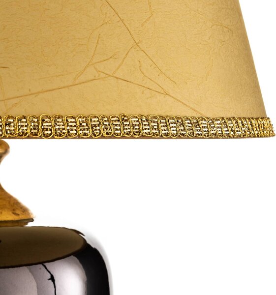 Lampa stołowa Mozart ONLI, mosiężny / złoty, salon / jadalnia, tkanina / materiał / jedwab, antyczny