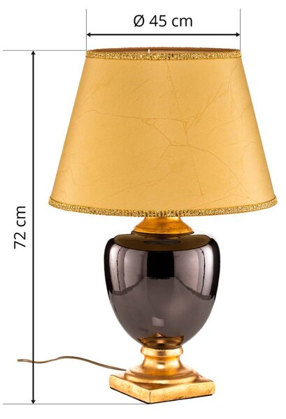 Lampa stołowa Mozart ONLI, mosiężny / złoty, salon / jadalnia, tkanina / materiał / jedwab, antyczny