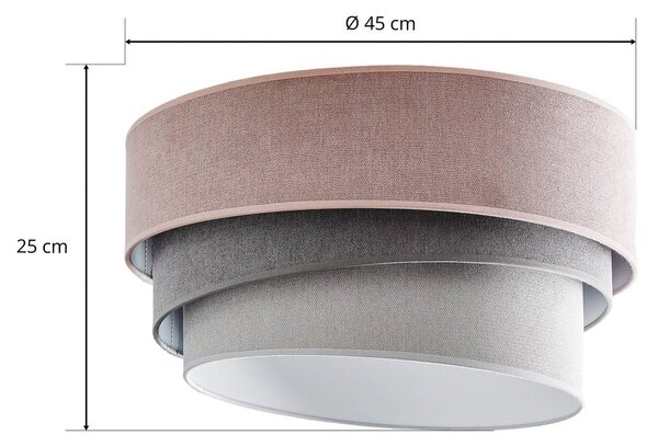 Lampa sufitowa Pastell Trio Duolla, możliwość ściemniania, fioletowy / różowy / bladoróżowy, salon / jadalnia, tkanina / materiał / jedwab, nowoczesny