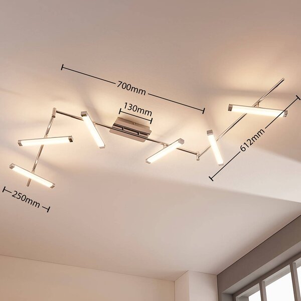 Lampa sufitowa LED Pilou Lindby, możliwość ściemniania, chromowy / srebrny, kuchnia, metal, nowoczesny