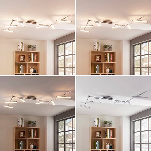 Lampa sufitowa LED Pilou Lindby, możliwość ściemniania, chromowy / srebrny, kuchnia, metal, nowoczesny