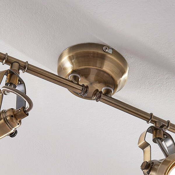 Lampa sufitowa PERSEAS Lindby, możliwość ściemniania, brązowy / mosiężny, salon / jadalnia, metal, antyczny