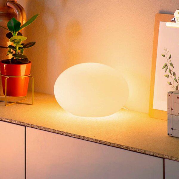 Philips Hue Lampa stołowa LED Smart Home Flourish, biała, RGBW, CCT możliwość ściemniania, biały / opal, salon / jadalnia, szkło, nowoczesny