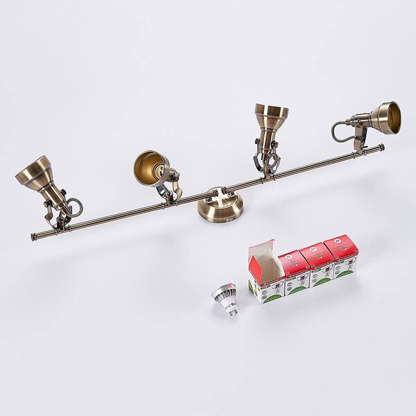 Lampa sufitowa PERSEAS Lindby, możliwość ściemniania, brązowy / mosiężny, salon / jadalnia, metal, antyczny