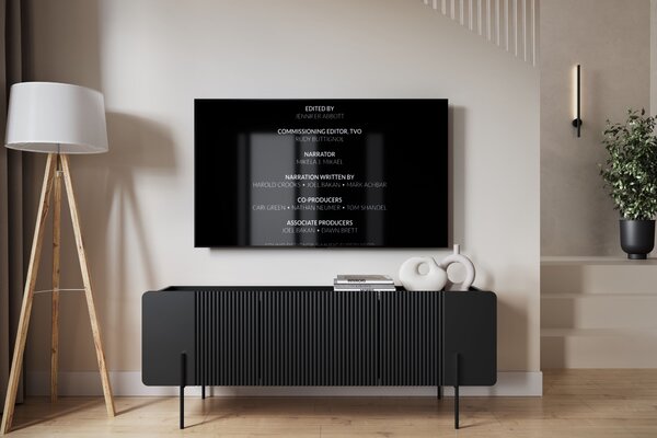 Szafka RTV Malmi 150 cm - czarny mat / czarne nóżki