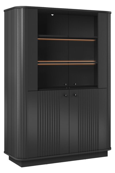 Witryna Vesper 103 cm czterodrzwiowa na cokole - czarny / czarne uchwyty