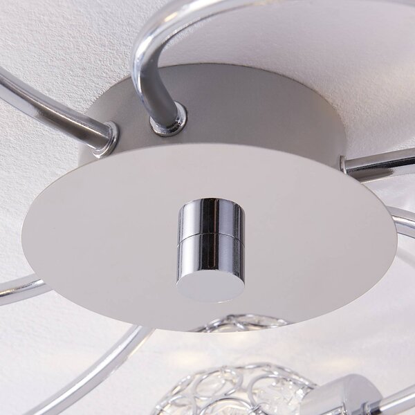 Lampa sufitowa Tyron Lindby, możliwość ściemniania, chromowy / srebrny, salon / jadalnia, metal, nowoczesny