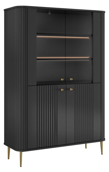 Witryna Vesper 103 cm czterodrzwiowa - czarny / złote nogi