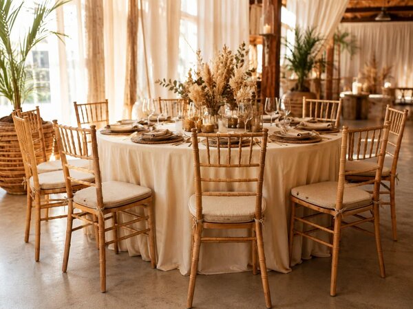 Krzesło weselne rustykalne Chiavari drewniane - naturalny buk