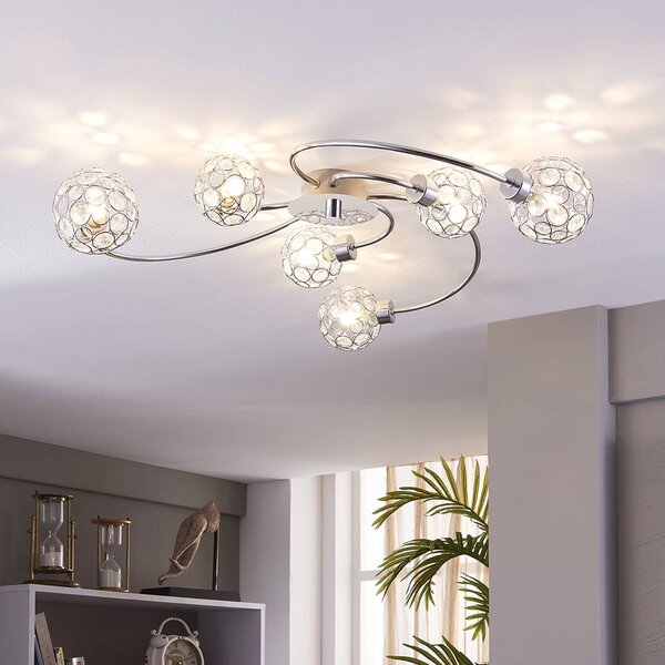 Lampa sufitowa Tyron Lindby, możliwość ściemniania, chromowy / srebrny, salon / jadalnia, metal, nowoczesny