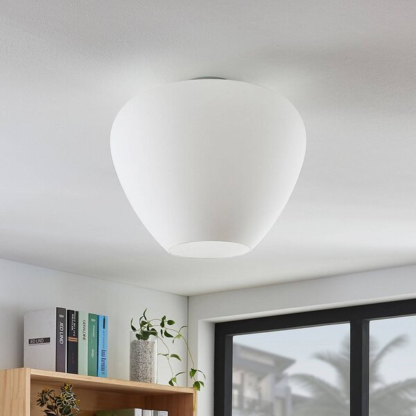 Lampa sufitowa Bibiane Lindby, możliwość ściemniania, biały / opal, salon / jadalnia, szkło, nowoczesny