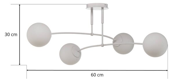 Lampa sufitowa Pregos 4 EMIBIG LIGHTING, możliwość ściemniania, biały / opal, przedpokój, metal, nowoczesny