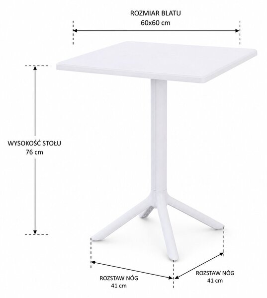 Stolik ogrodowy Solo PP stół zewnętrzny 60x60cm - biały