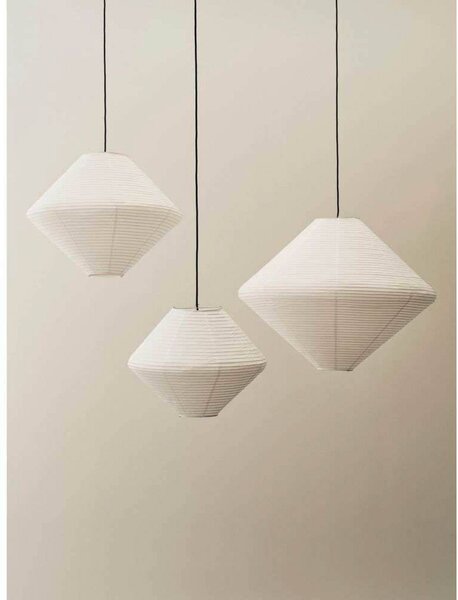 HAY Klosz lampy Diamond, Ø 60 cm, biały, papier/bambus Diamond, biały / opal, salon / jadalnia, papier / lunolit / lunopal, skandynawski