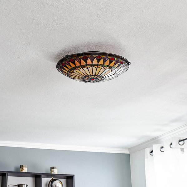 Elstead Lampa sufitowa tiffany West End, możliwość ściemniania, multikolor, salon / jadalnia, metal, tiffany
