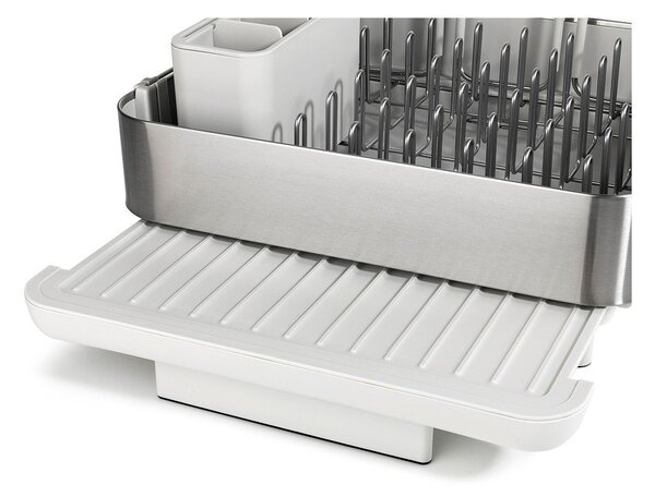 Regulowany plastikowy ociekacz w kolorze srebra 35,5x38 cm Extend Steel Plus – Joseph Joseph