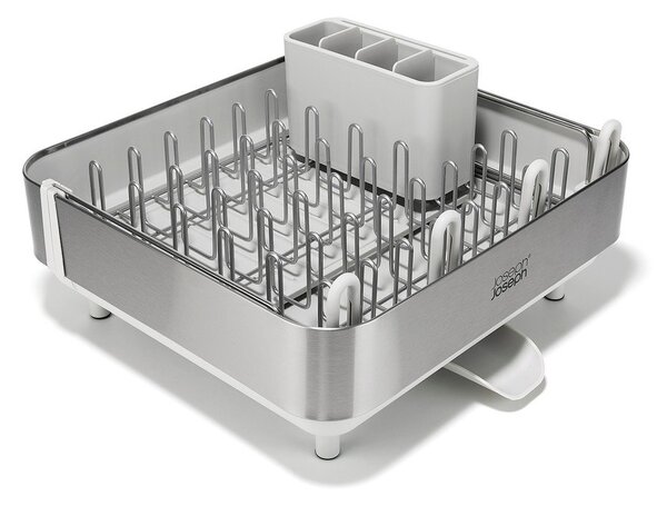 Regulowany plastikowy ociekacz w kolorze srebra 35,5x38 cm Extend Steel Plus – Joseph Joseph