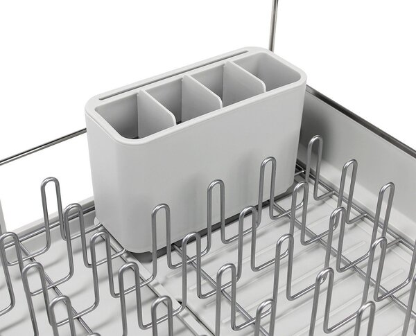 Regulowany plastikowy ociekacz w kolorze srebra 35,5x38 cm Extend Steel Plus – Joseph Joseph